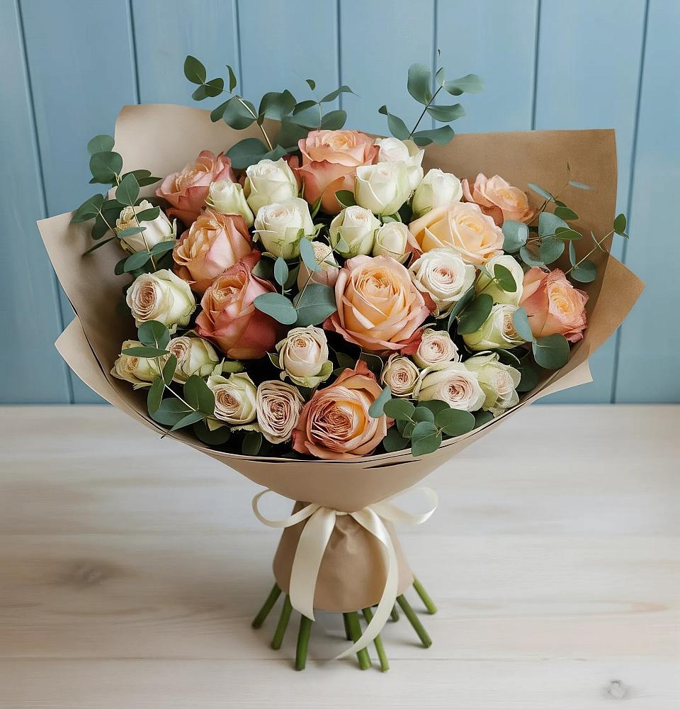 Букет цветов из: Альстромерии и Розы в Восходе Республики Крым