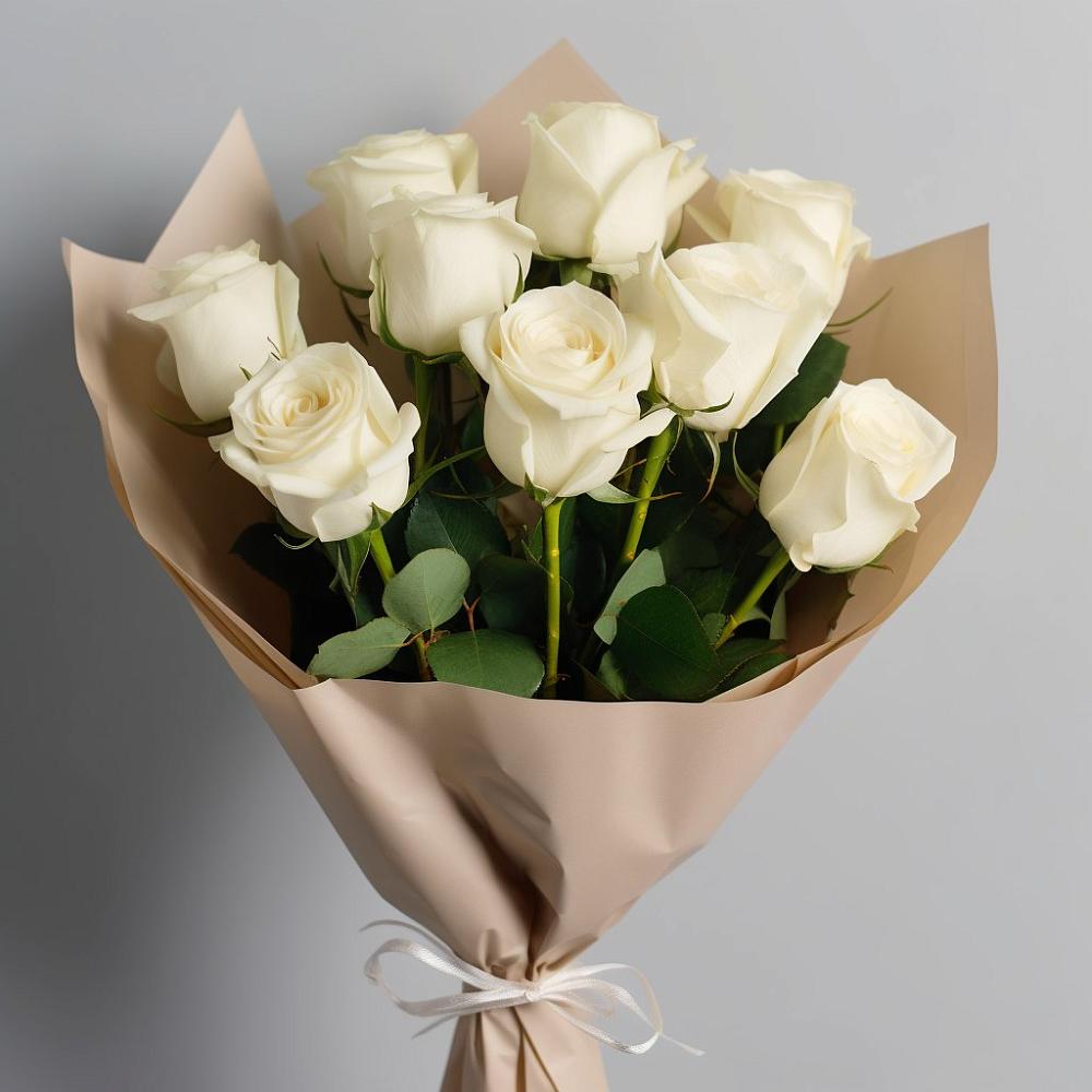 Букет 9 Белых роз Эдлесс Лав в Восходе Республики Крым