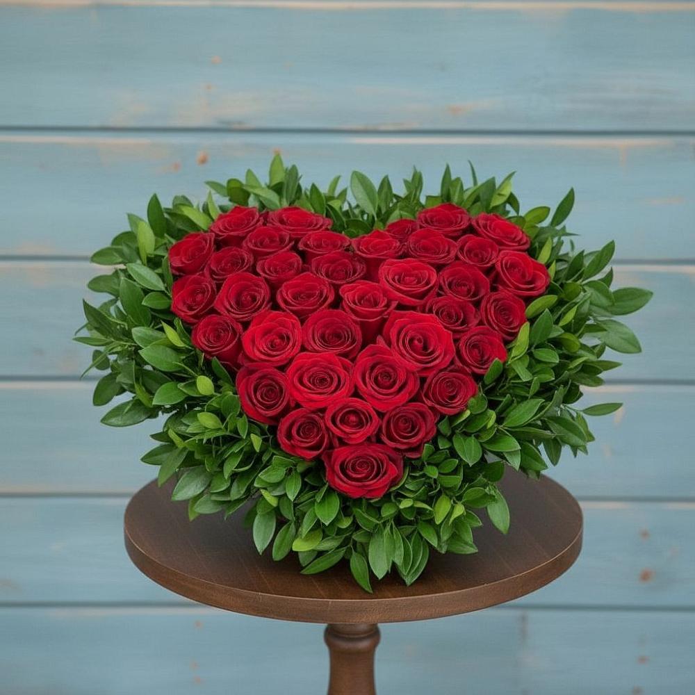 Цветочная композиция из Розы в виде сердца в Восходе Республики Крым