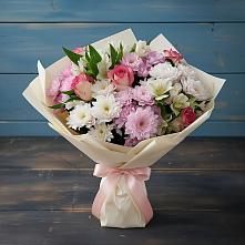 Букет цветов из:  Хризантемы, Альстромерии и Розы в Восходе Республики Крым