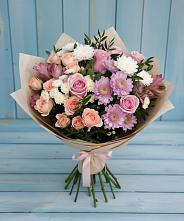 Букет цветов из:  Хризантемы, Розы и Альстромерии в Восходе Республики Крым