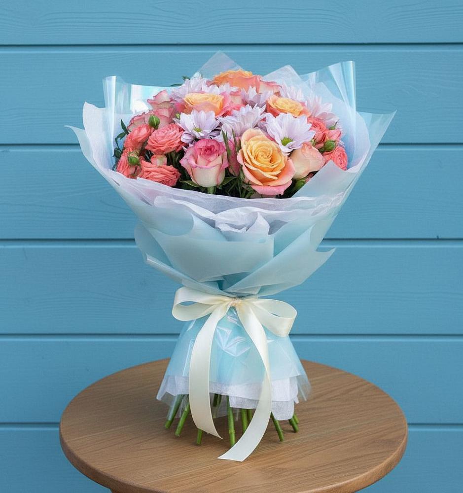 Букет цветов из: Хризантемы и Розы в Восходе Республики Крым