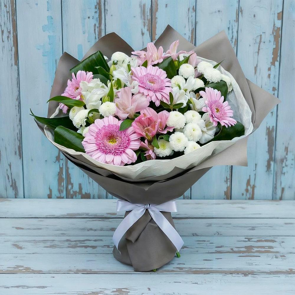 Букет цветов из: Герберы, Альстромерии и Хризантемы в Восходе Республики Крым