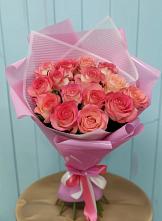Букет 15 Розовых роз Равель #REPLACE_PRED# Восходе Республики Крым