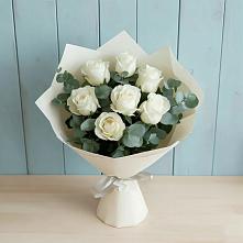 Букет Белые розы в Эвкалипте в Восходе Республики Крым