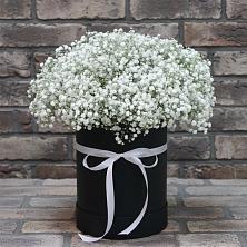Цветочная композиция из Гипсофила в шляпной коробке в Восходе Республики Крым